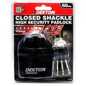Dekton DT71085 60mm Closed Shackle High Security Padlock