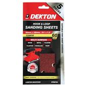 Dekton DT80754 Hook and Loop Sanding Sheets 93mm x 185mm 60G Pack of 5