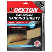 Dekton DT80776 Multi-Surface Sanding Sheets 280mm x 230mm 220G 10PK