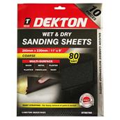 Dekton DT80780 Wet and Dry Sanding Sheets 280mm x 230mm 80G 10PK