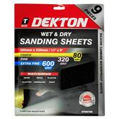 Dekton DT80786 Wet and Dry Sanding Sheets 280mm x 230mm Assorted 9PK