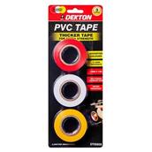 Dekton DT90858 13m PVC Tape 3pc (Yellow/ Red/ White)