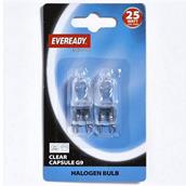 Eveready S815 G9 Clear Capsule Halogen Bulbs 25W Card of 2