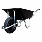 HNH 90L Builders Pneumatic Tyre Wheelbarrow with Silver Frame