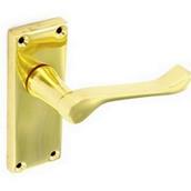 Securit B7205 Victorian Brass Scroll Latch Handles (Boxed)