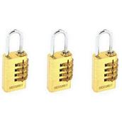 Securit S1195 Resettable Code Lock Brass 20mm Pack of 3