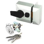 Securit S1733 Narrow Double Locking Nightlatch Silver with Chrome Cylinder with 3 Keys