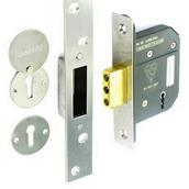 Securit S1784 5 Lever British Standard Dead Lock 64mm with 2 Keys Stainless Steel BS3621