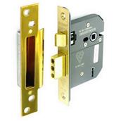 Securit S1792 5 Lever British Standard Sash Lock 76mm with 2 Keys Brass Plated BS3621