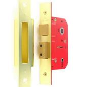 Securit S1803 5 Lever Sash Lock Brass Plated 76mm with 2 Keys