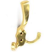 Securit S2564 Hat and Twin Coat Hook Brass 125mm