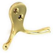 Securit S2567 Double Robe Hook Brass 75mm