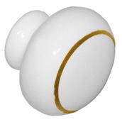 Securit S3579 Ceramic Cupboard Knob White / Gold Lines 35mm Card of 2