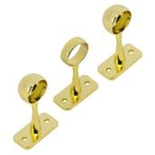 Securit S5558 1 Centre and 2 End Bracket Brass 19mm