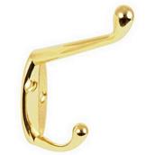 Securit S6105 Hat and Coat Hook Brass 105mm