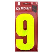 Securit S6929 Wheelie Bin Number 9 Hi Viz Yellow 160mm Self Adhesive (Card of 1)