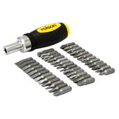 Rolson 28419 Stubby Ratchet Screwdriver and Bit Set in Case 38Pc