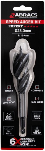 Abracs SAB28 Speed Auger Drill Bit 28.0mm x 159mm * Clearance *
