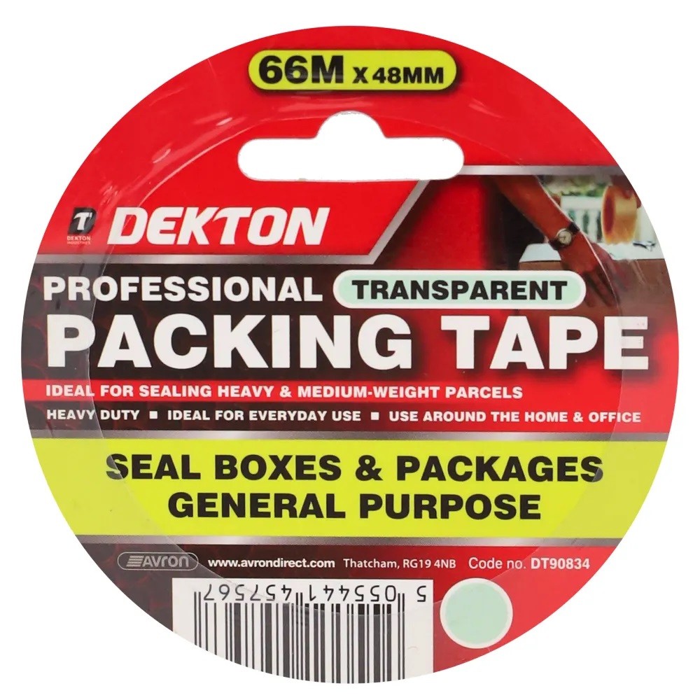 Dekton DT90834 Professional Packing Tape Clear 66m x 48mm