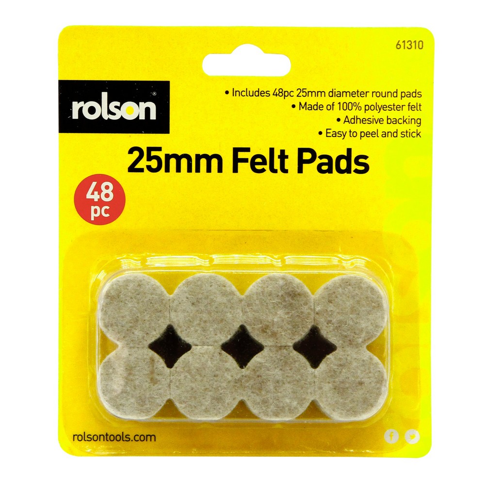 Rolson 61310 Felt Pads 25mm 48Pc