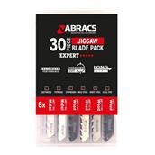 Abracs ABTMIX30 Jigsaw Blades 30pc Set 5x - T118G T118A T144D T101B T101BR and T111C