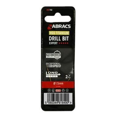 Abracs DBT152 1.5mm HSS Drill Bit Tin Coated Wallet of 2