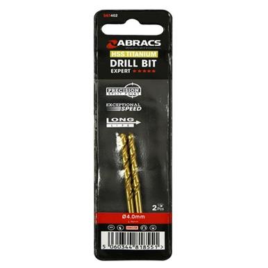 Abracs DBT402 4.0mm HSS Drill Bit Tin Coated Wallet of 2
