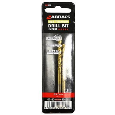 Abracs DBT502 5.0mm HSS Drill Bit Tin Coated Wallet of 2
