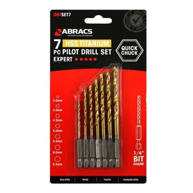 Abracs DBTSET7 Quick Chuck Pilot Drill Set HSS Titanium 7pc