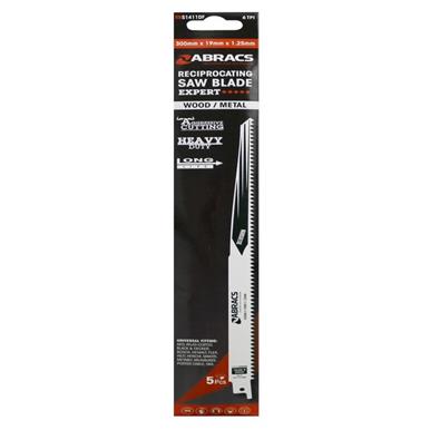 Abracs RBS1411DF Recipro Saw Blades 6TPI Wood/Metal Coarse Cut 300 x 19 x 1.25mm Pack of 5