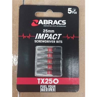 Abracs TX2505 Impact Screwdriver Bit TX25 25mm Pack of 5