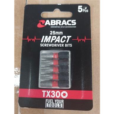 Abracs TX3005 Impact Screwdriver Bit TX30 25mm Pack of 5