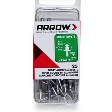 Arrow Short Rivets 1/8&quot; Pack of 25