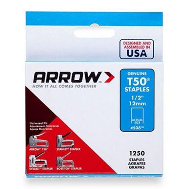 Arrow T50 Staples 12mm (1/2&quot;) Box of 1250