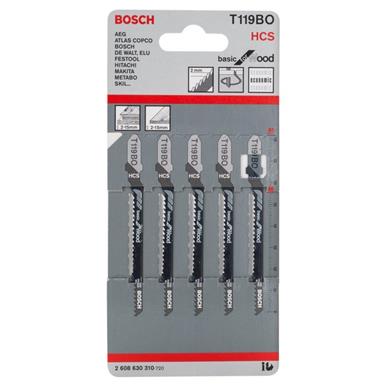 Bosch T119BO Wood Jigsaw Blades Pack of 5