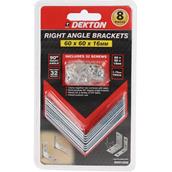 DEKTON DH01020 Right Angle Brackets 60 x 60 x16mm Pack of 8