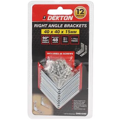 DEKTON DH01040 Right Angle Brackets 40 x 40 x15mm Pack of 12
