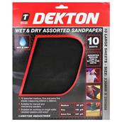 Dekton DT30615 Wet and Dry Assorted Sandpaper Sheets 10pc