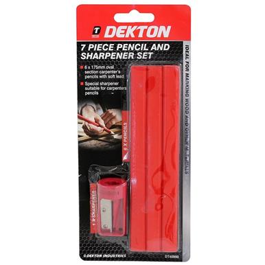 Dekton DT40990 Carpenters Pencil & Sharpener Set 7Pc