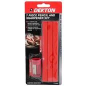 Dekton DT40990 Carpenters Pencil and Sharpener Set 7Pc