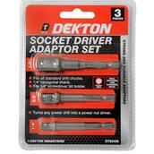 Dekton DT65456 3pc Socket Driver Adapter Set 1/4'' 3/8'' and 1/2''