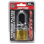 Dekton DT70137 40mm Long Shackle Iron Padlock Titanium Plated