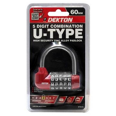 Dekton DT70176 5 Digit U Type Zinc Alloy Combination Padlock