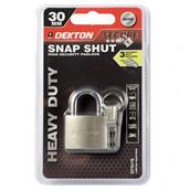 Dekton DT70178 30mm Heavy Duty Snap Shut Satin Padlock and 3 Keys