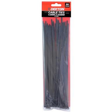 Dekton DT70466B Black Cable Ties 4.8mm x 250mm Pack of 50