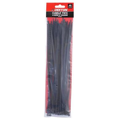 Dekton DT70471B Black Cable Ties 4.8mm x 300mm Pack of 40