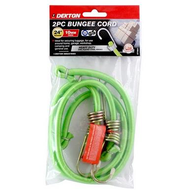 Dekton DT70641 Heavy Duty Bungee Cord Green 600mm X 10mm Pack of 2