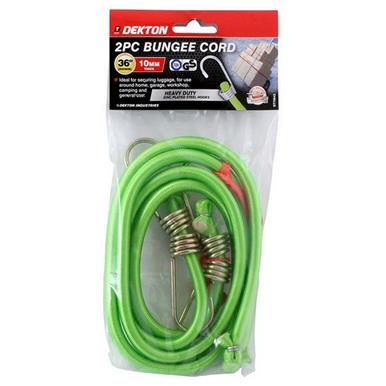 Dekton DT70642 Heavy Duty Bungee Cord Green 900mm X 10mm Pack of 2