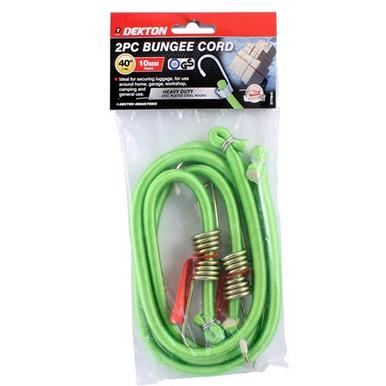 Dekton DT70643 Heavy Duty Bungee Cord Green 1m X 10mm Pack of 2