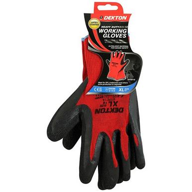 Dekton DT70715 Heavy Duty Working Gloves Size 10 (XL) Black/Red Pack of 12 Pairs